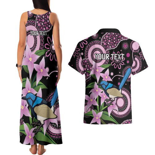 Personalised Australia Boronia And Malurus Cyaneus Couples Matching Tank Maxi Dress and Hawaiian Shirt Aboriginal Art