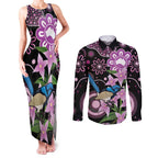 Personalised Australia Boronia And Malurus Cyaneus Couples Matching Tank Maxi Dress and Long Sleeve Button Shirt Aboriginal Art