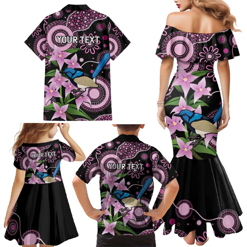 Personalised Australia Boronia And Malurus Cyaneus Family Matching Mermaid Dress and Hawaiian Shirt Aboriginal Art