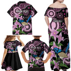 Personalised Australia Boronia And Malurus Cyaneus Family Matching Off Shoulder Maxi Dress and Hawaiian Shirt Aboriginal Art