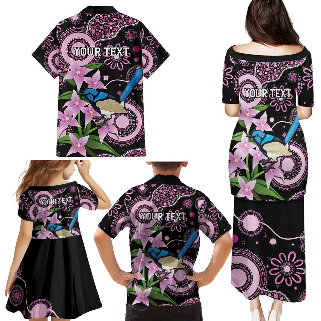Personalised Australia Boronia And Malurus Cyaneus Family Matching Puletasi and Hawaiian Shirt Aboriginal Art
