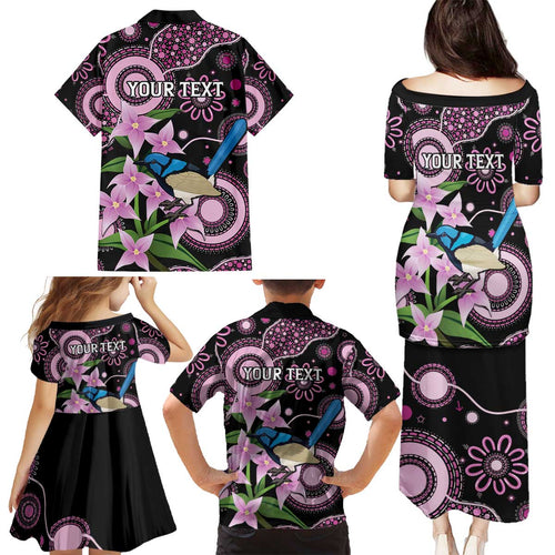 Personalised Australia Boronia And Malurus Cyaneus Family Matching Puletasi and Hawaiian Shirt Aboriginal Art
