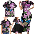 Personalised Australia Boronia And Malurus Cyaneus Family Matching Short Sleeve Bodycon Dress and Hawaiian Shirt Aboriginal Art