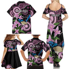 Personalised Australia Boronia And Malurus Cyaneus Family Matching Summer Maxi Dress and Hawaiian Shirt Aboriginal Art