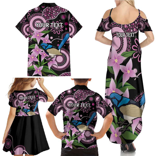 Personalised Australia Boronia And Malurus Cyaneus Family Matching Summer Maxi Dress and Hawaiian Shirt Aboriginal Art