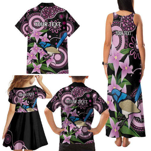Personalised Australia Boronia And Malurus Cyaneus Family Matching Tank Maxi Dress and Hawaiian Shirt Aboriginal Art