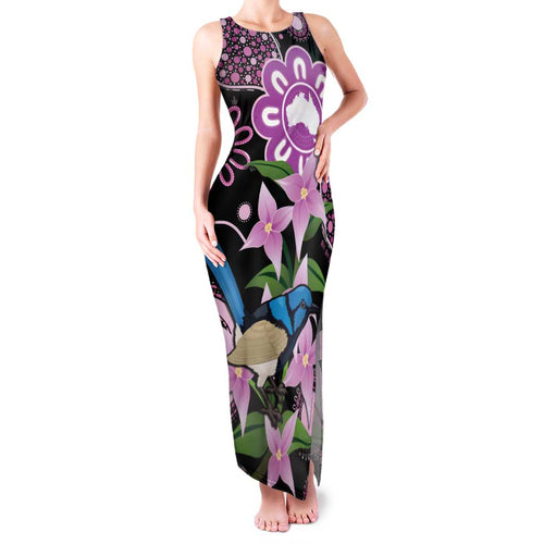 Personalised Australia Boronia And Malurus Cyaneus Family Matching Tank Maxi Dress and Hawaiian Shirt Aboriginal Art