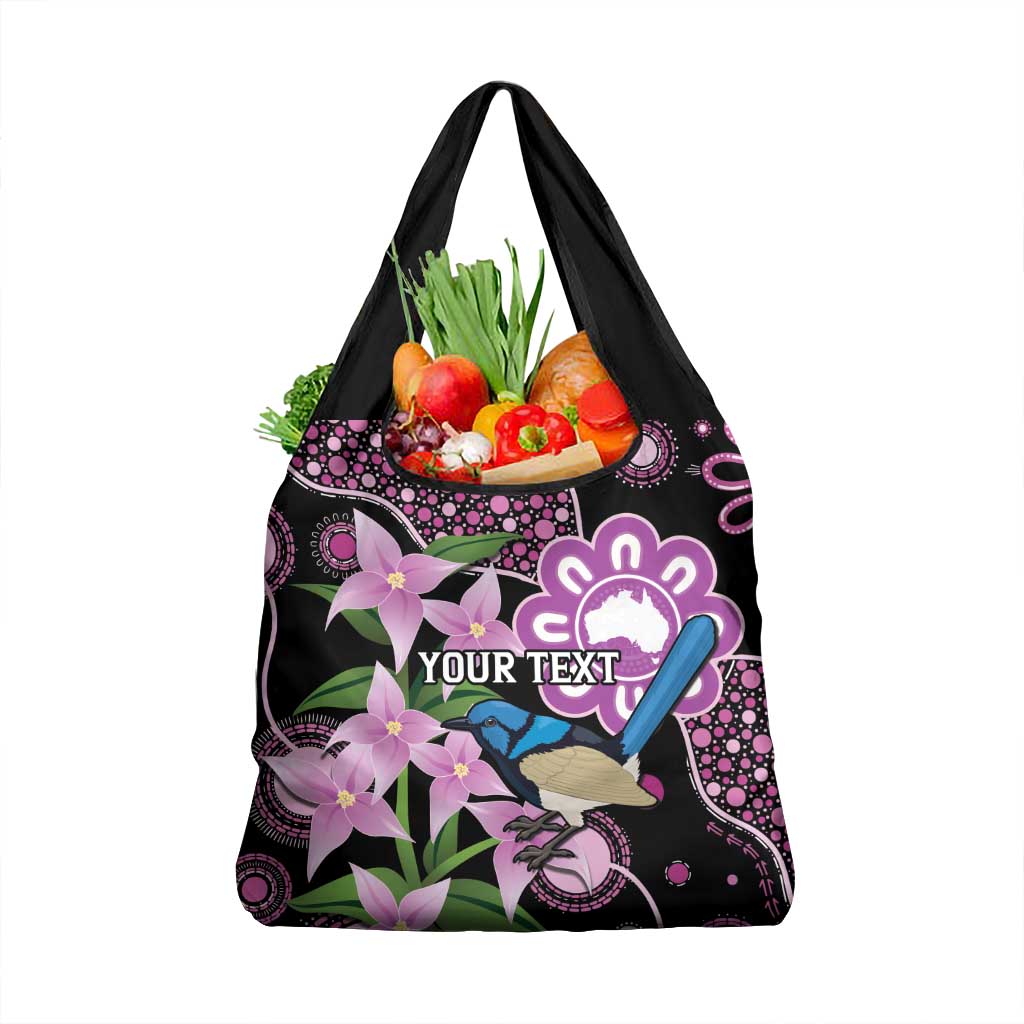 Personalised Australia Boronia And Malurus Cyaneus Grocery Bag Aboriginal Art