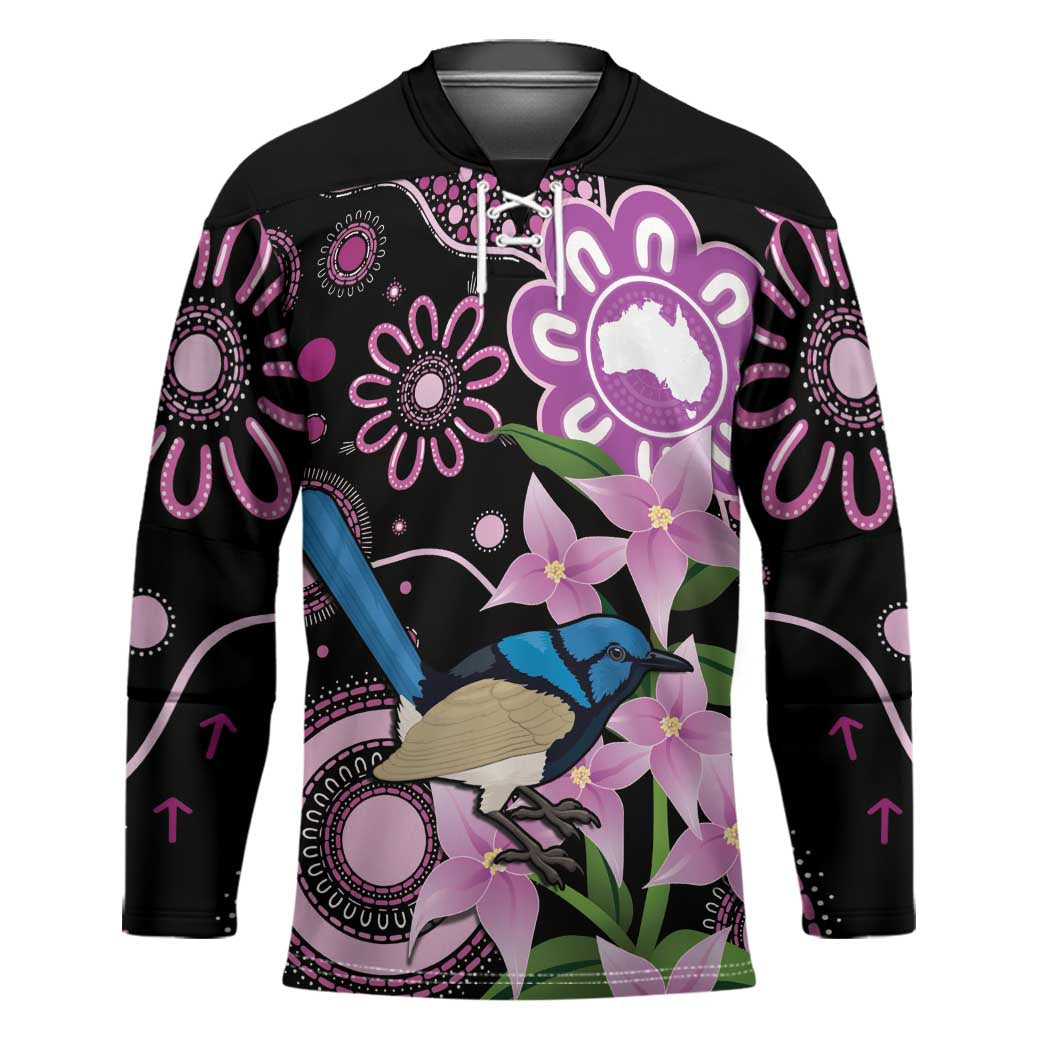 Personalised Australia Boronia And Malurus Cyaneus Hockey Jersey Aboriginal Art - Aussie Hoodie