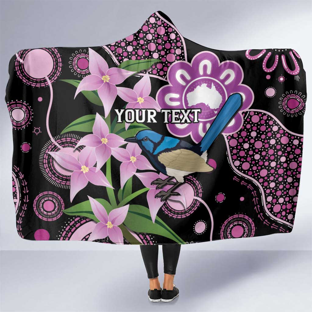 Personalised Australia Boronia And Malurus Cyaneus Hooded Blanket Aboriginal Art