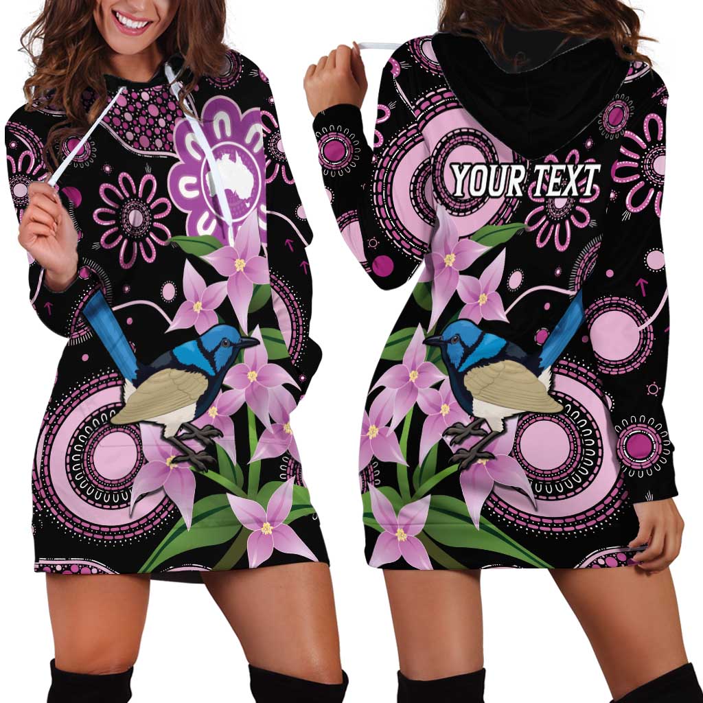 Personalised Australia Boronia And Malurus Cyaneus Hoodie Dress Aboriginal Art