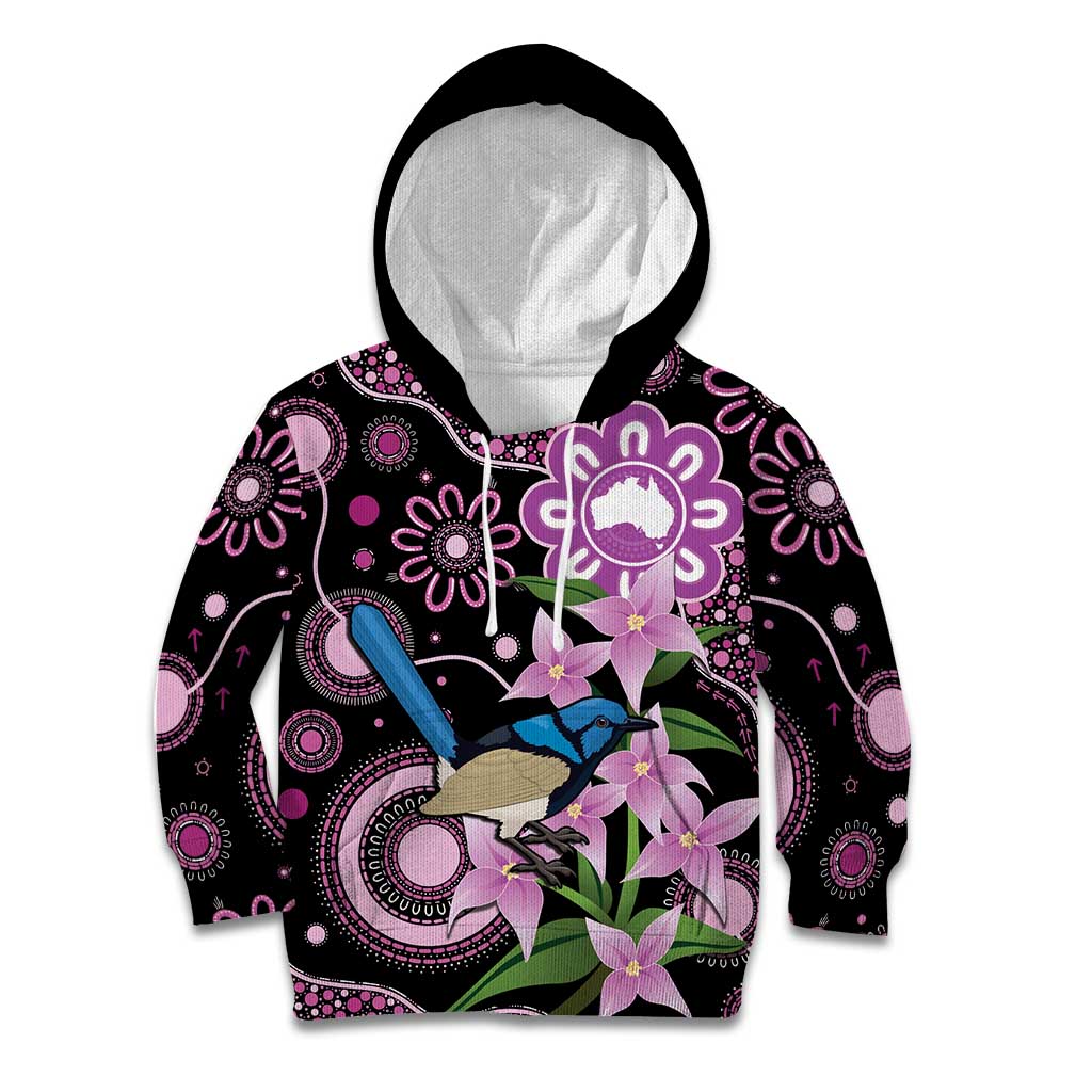 Personalised Australia Boronia And Malurus Cyaneus Kid Hoodie Aboriginal Art