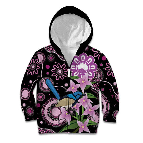 Personalised Australia Boronia And Malurus Cyaneus Kid Hoodie Aboriginal Art