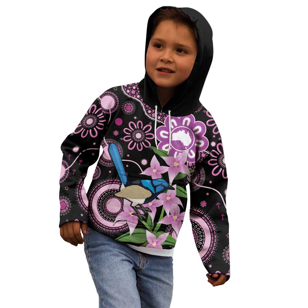 Personalised Australia Boronia And Malurus Cyaneus Kid Hoodie Aboriginal Art