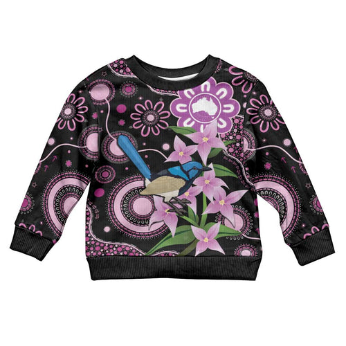 Personalised Australia Boronia And Malurus Cyaneus Kid Ugly Christmas Sweater Aboriginal Art - Aussie Hoodie