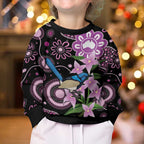 Personalised Australia Boronia And Malurus Cyaneus Kid Ugly Christmas Sweater Aboriginal Art - Aussie Hoodie