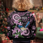 Personalised Australia Boronia And Malurus Cyaneus Kid Ugly Christmas Sweater Aboriginal Art - Aussie Hoodie