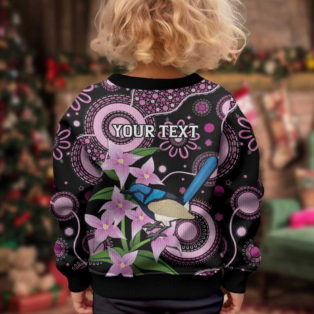 Personalised Australia Boronia And Malurus Cyaneus Kid Ugly Christmas Sweater Aboriginal Art - Aussie Hoodie
