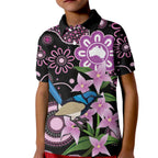 Personalised Australia Boronia And Malurus Cyaneus Kid Polo Shirt Aboriginal Art