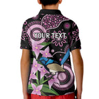 Personalised Australia Boronia And Malurus Cyaneus Kid Polo Shirt Aboriginal Art