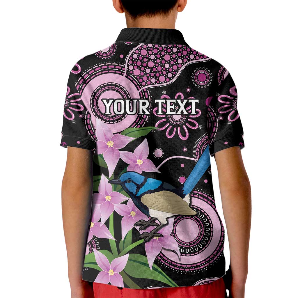 Personalised Australia Boronia And Malurus Cyaneus Kid Polo Shirt Aboriginal Art