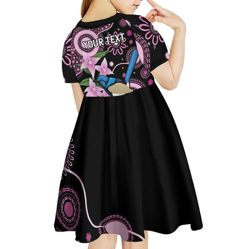 Personalised Australia Boronia And Malurus Cyaneus Kid Short Sleeve Dress Aboriginal Art