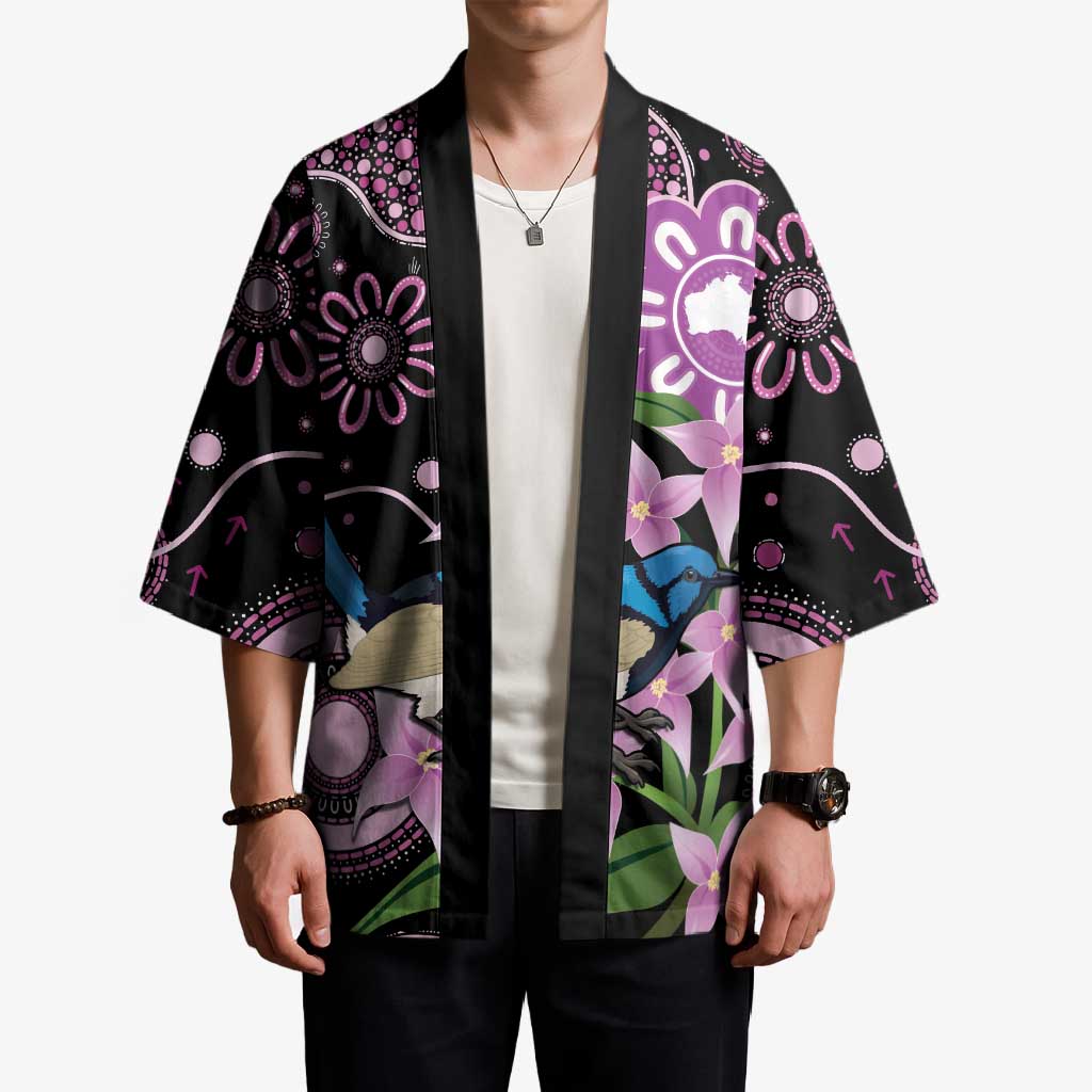 Personalised Australia Boronia And Malurus Cyaneus Kimono Aboriginal Art - Aussie Hoodie
