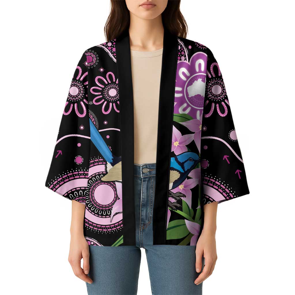 Personalised Australia Boronia And Malurus Cyaneus Kimono Aboriginal Art - Aussie Hoodie