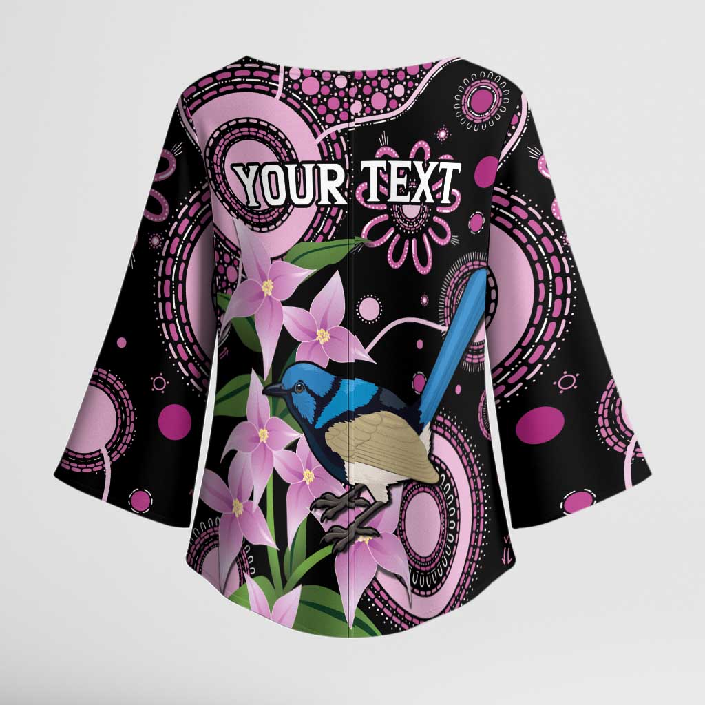 Personalised Australia Boronia And Malurus Cyaneus Kimono Sleeve Blouse Aboriginal Art - Aussie Hoodie