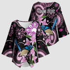 Personalised Australia Boronia And Malurus Cyaneus Kimono Sleeve Blouse Aboriginal Art - Aussie Hoodie