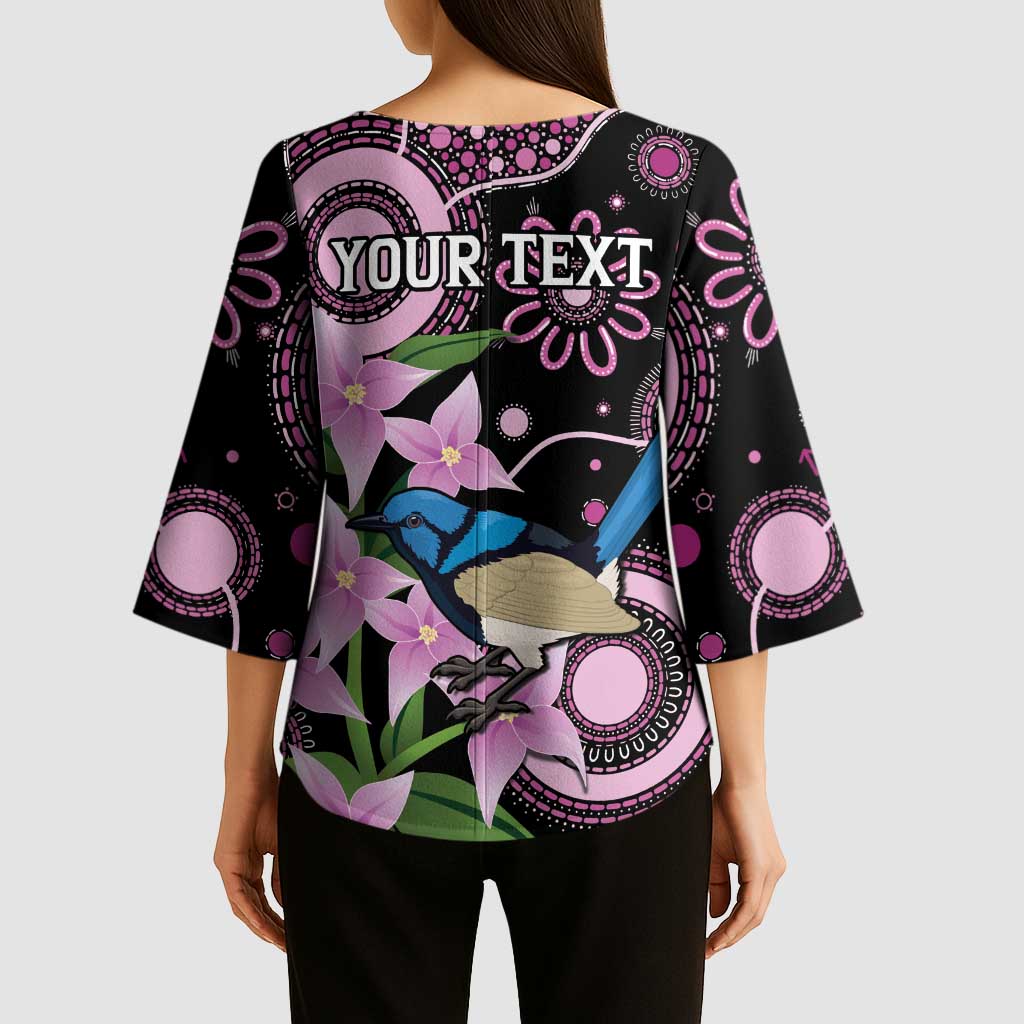Personalised Australia Boronia And Malurus Cyaneus Kimono Sleeve Blouse Aboriginal Art - Aussie Hoodie