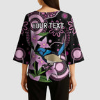 Personalised Australia Boronia And Malurus Cyaneus Kimono Sleeve Blouse Aboriginal Art - Aussie Hoodie