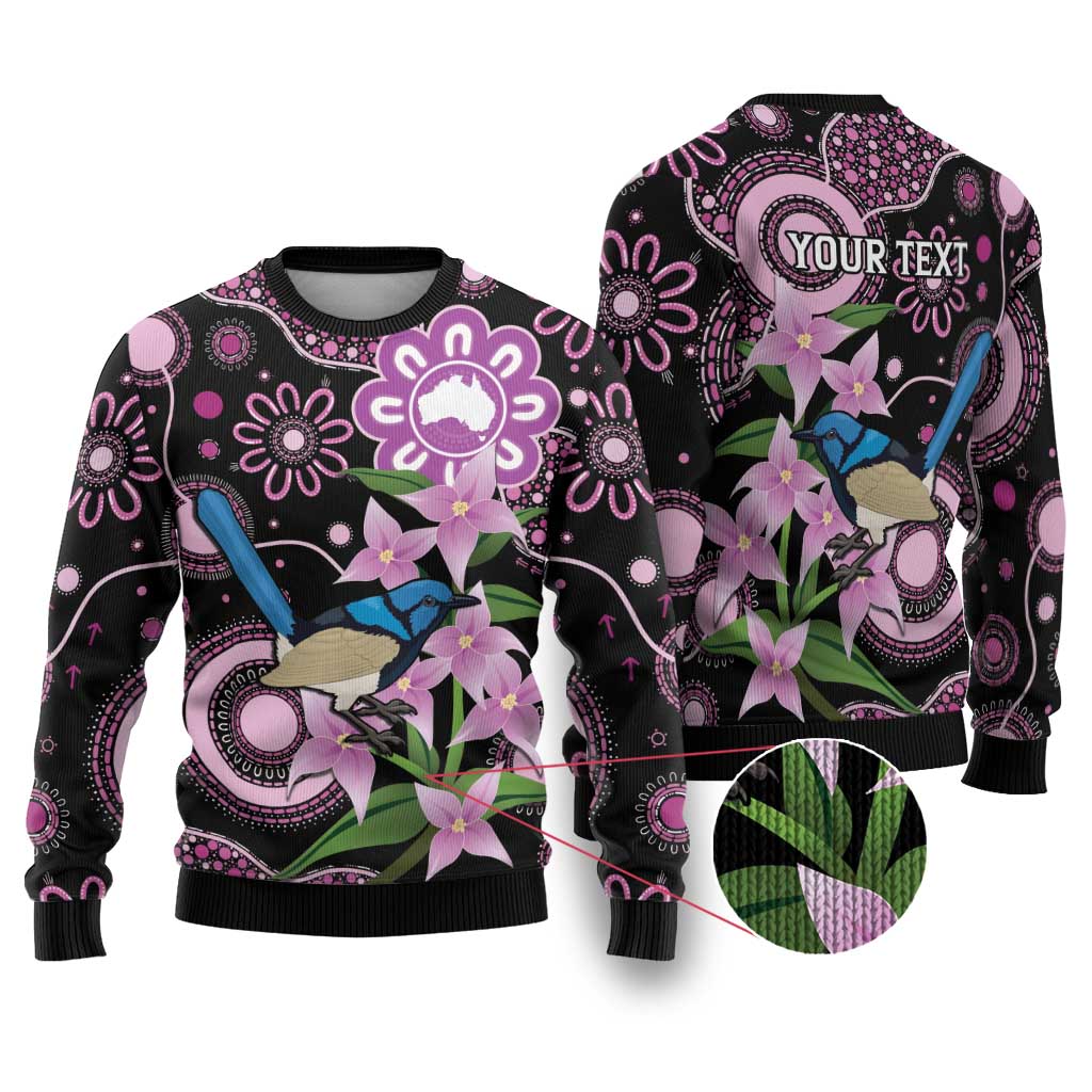 Personalised Australia Boronia And Malurus Cyaneus Ugly Christmas Sweater Aboriginal Art - Aussie Hoodie