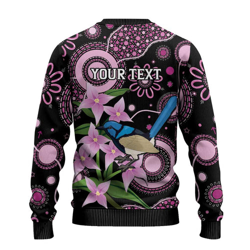 Personalised Australia Boronia And Malurus Cyaneus Ugly Christmas Sweater Aboriginal Art - Aussie Hoodie