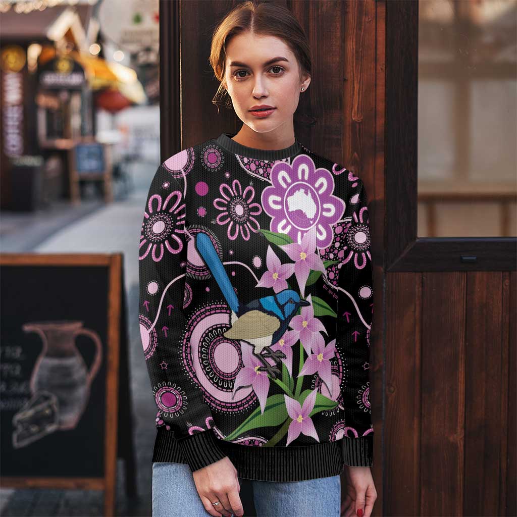 Personalised Australia Boronia And Malurus Cyaneus Ugly Christmas Sweater Aboriginal Art - Aussie Hoodie