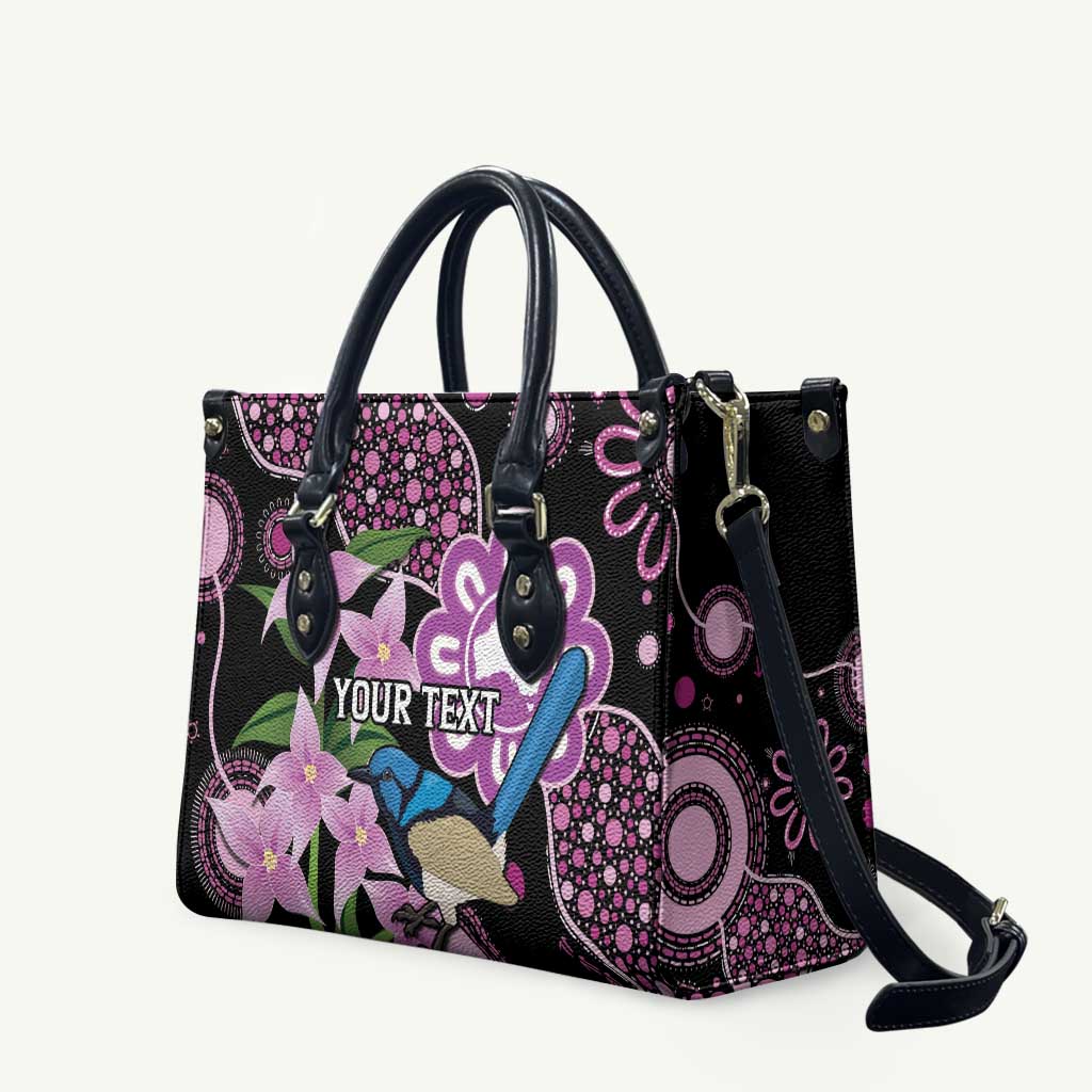 Personalised Australia Boronia And Malurus Cyaneus Leather Bag Aboriginal Art - Aussie Hoodie