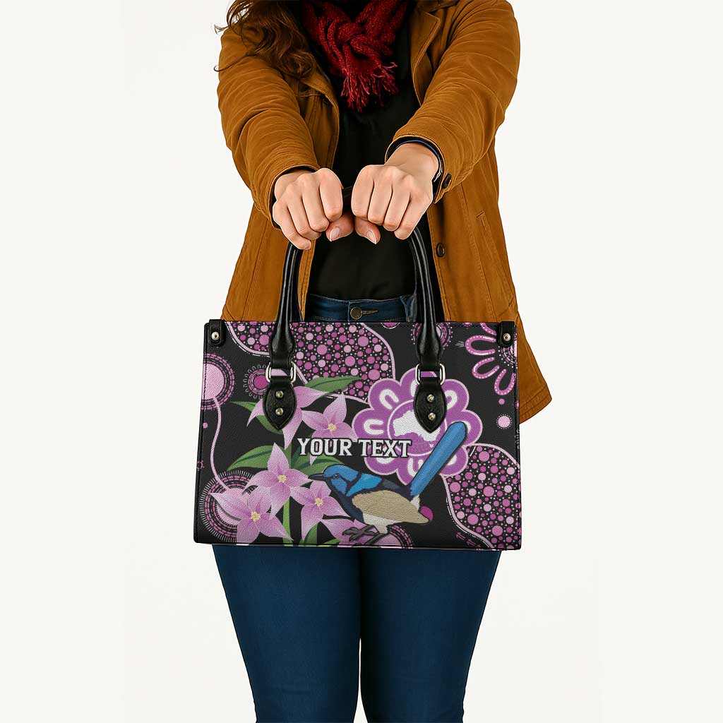 Personalised Australia Boronia And Malurus Cyaneus Leather Bag Aboriginal Art - Aussie Hoodie