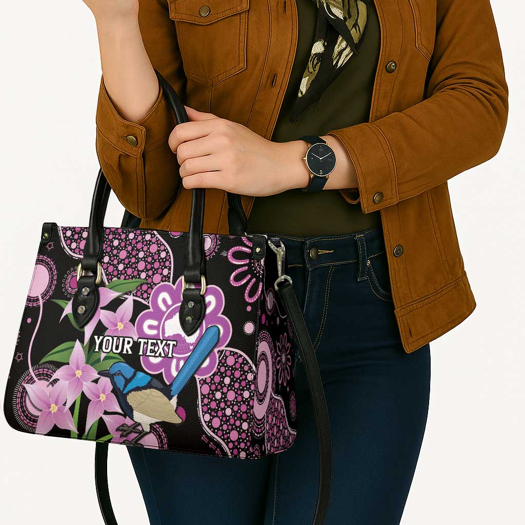 Personalised Australia Boronia And Malurus Cyaneus Leather Bag Aboriginal Art - Aussie Hoodie