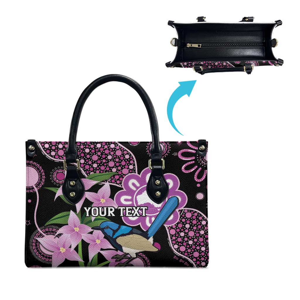 Personalised Australia Boronia And Malurus Cyaneus Leather Bag Aboriginal Art - Aussie Hoodie