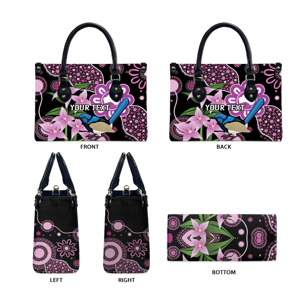 Personalised Australia Boronia And Malurus Cyaneus Leather Bag Aboriginal Art - Aussie Hoodie