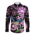 Personalised Australia Boronia And Malurus Cyaneus Long Sleeve Button Shirt Aboriginal Art