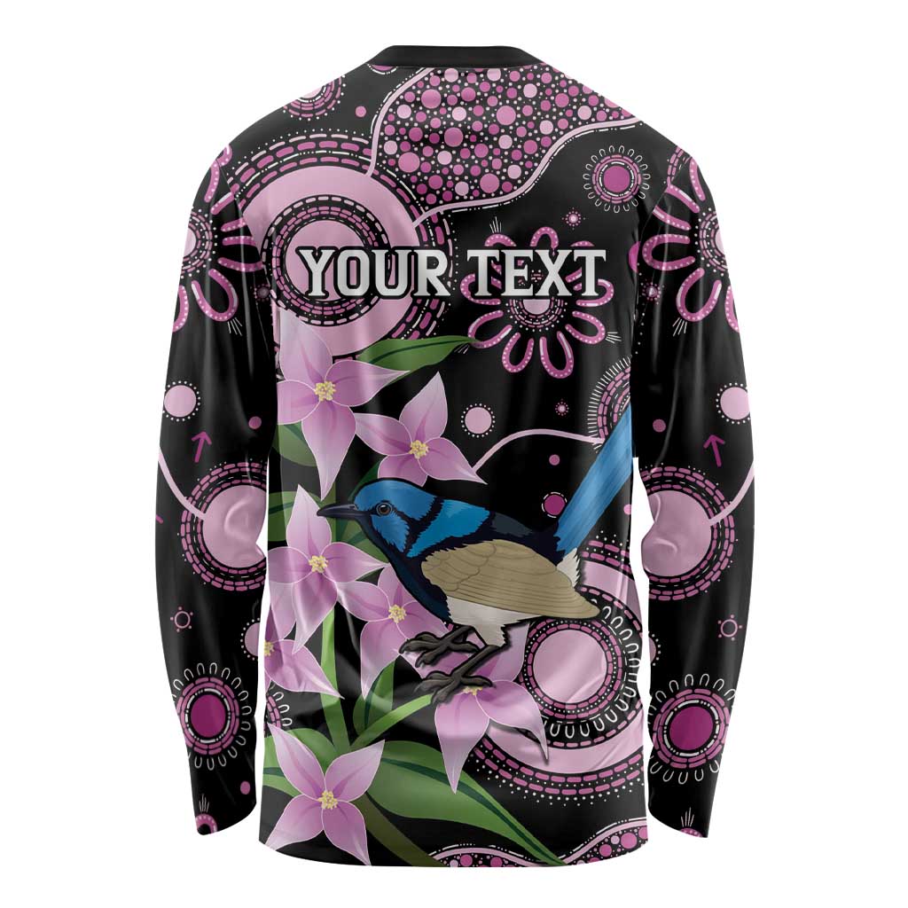 Personalised Australia Boronia And Malurus Cyaneus Long Sleeve Shirt Aboriginal Art