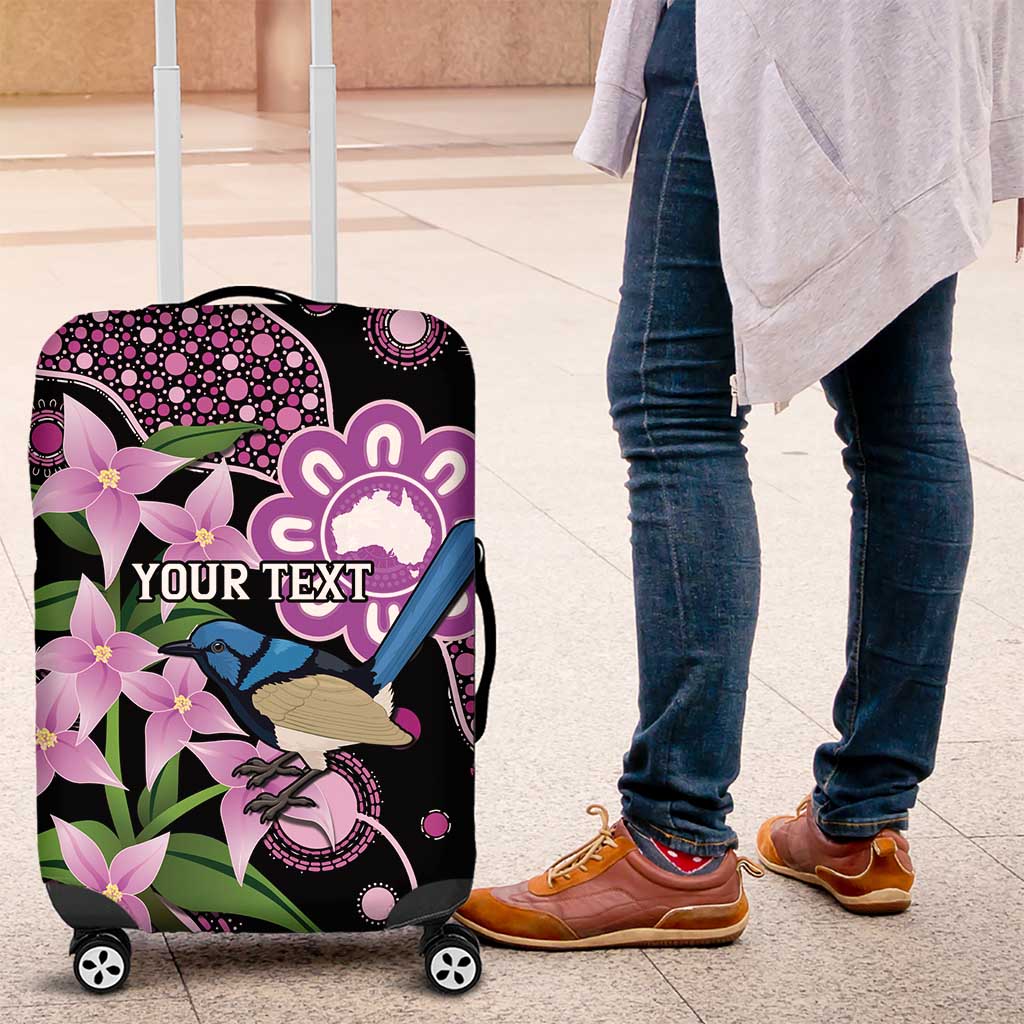 Personalised Australia Boronia And Malurus Cyaneus Luggage Cover Aboriginal Art