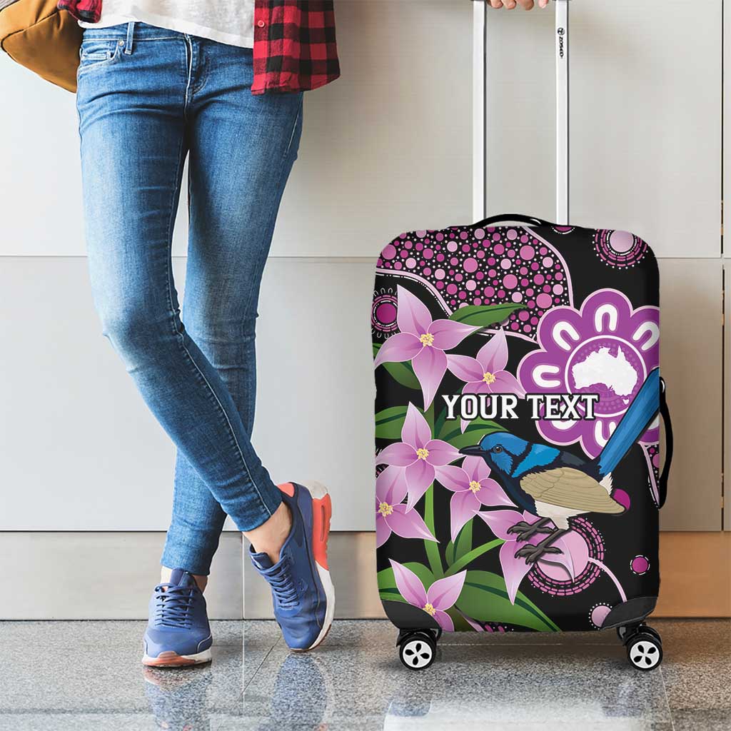 Personalised Australia Boronia And Malurus Cyaneus Luggage Cover Aboriginal Art