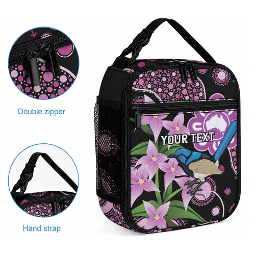 Personalised Australia Boronia And Malurus Cyaneus Lunch Bag Aboriginal Art