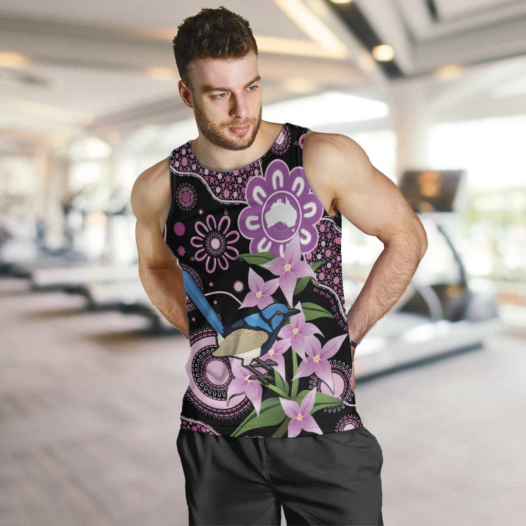 Personalised Australia Boronia And Malurus Cyaneus Men Tank Top Aboriginal Art