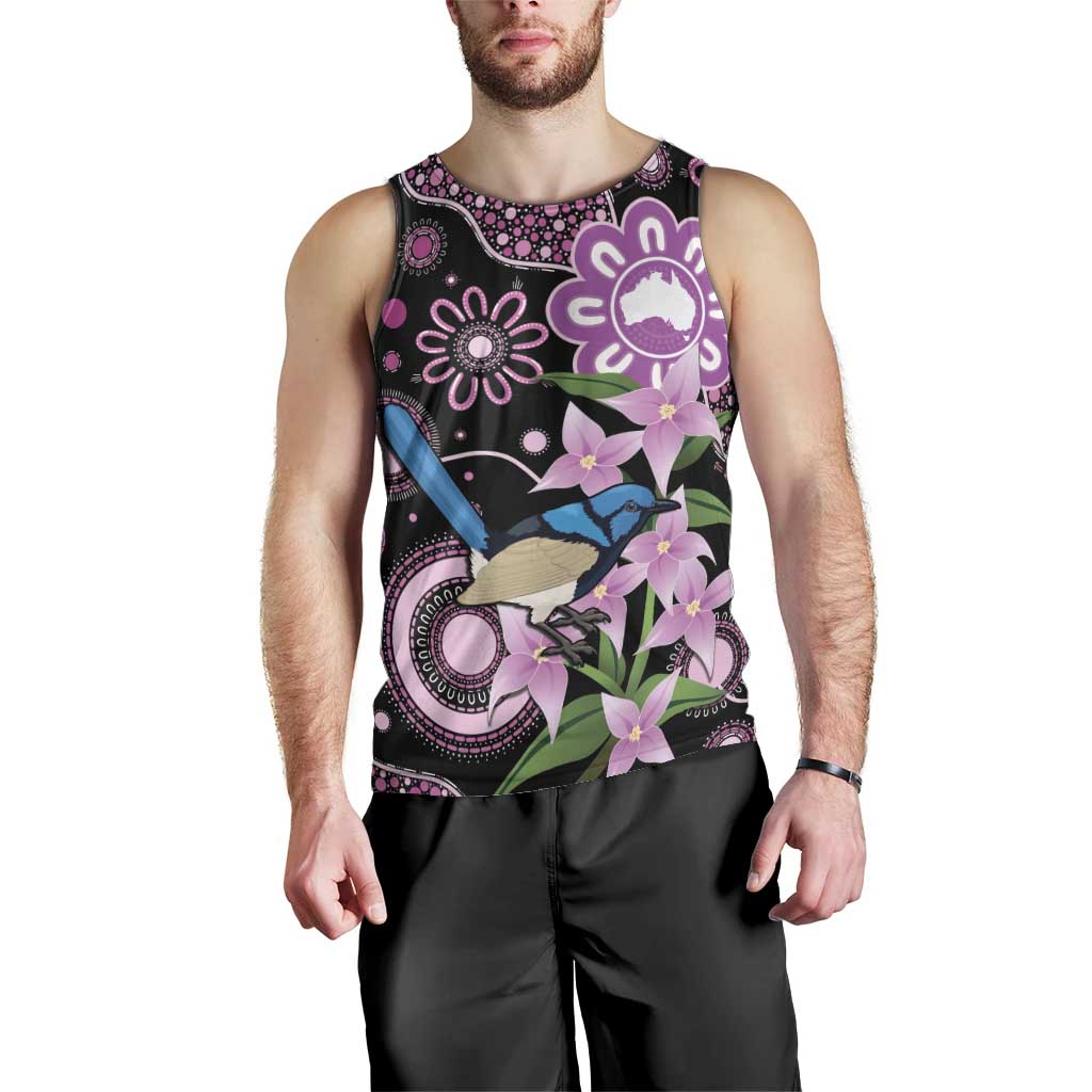 Personalised Australia Boronia And Malurus Cyaneus Men Tank Top Aboriginal Art
