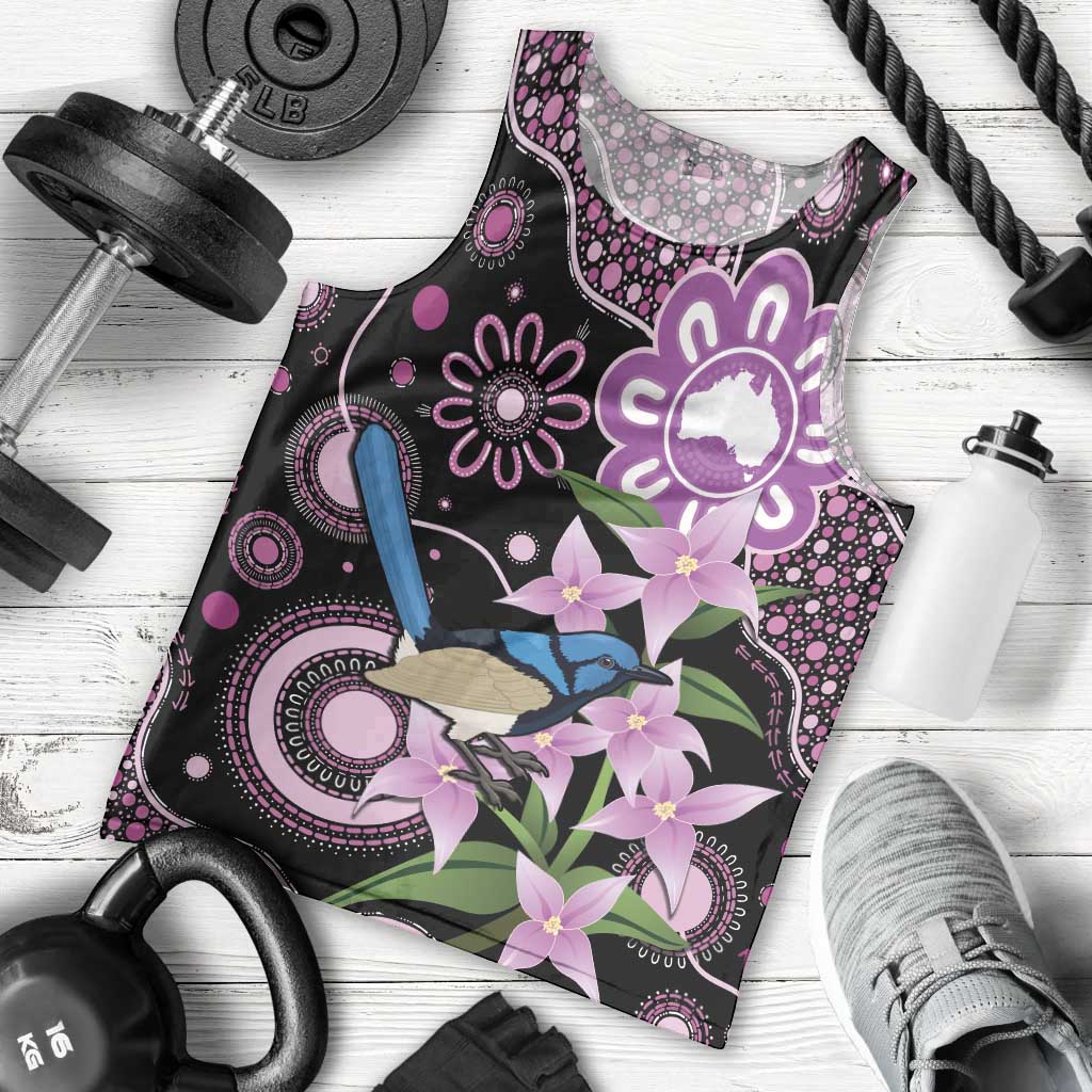 Personalised Australia Boronia And Malurus Cyaneus Men Tank Top Aboriginal Art