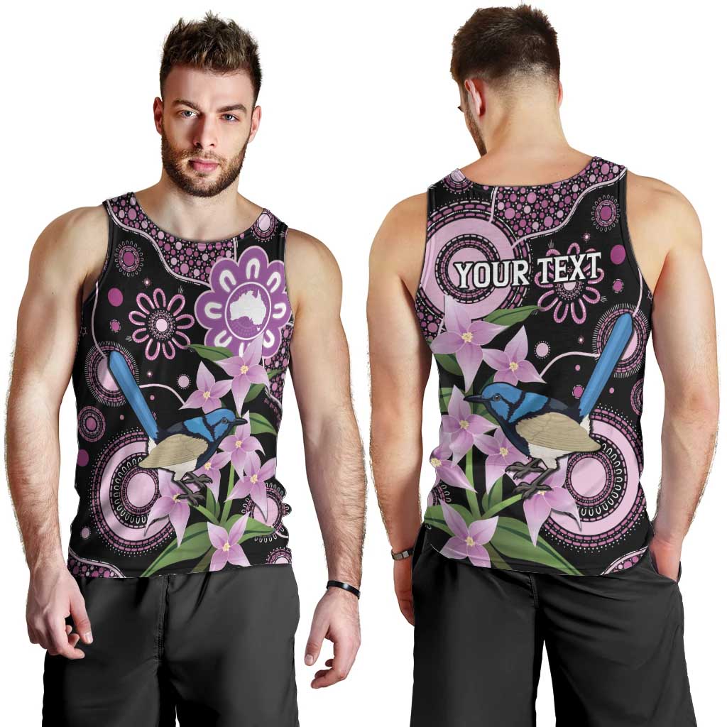 Personalised Australia Boronia And Malurus Cyaneus Men Tank Top Aboriginal Art