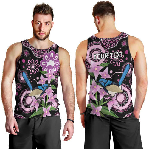Personalised Australia Boronia And Malurus Cyaneus Men Tank Top Aboriginal Art